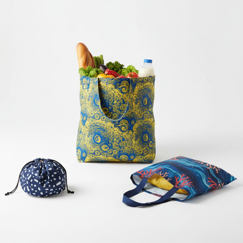 Foldable Ocean Print Shopping Bag
