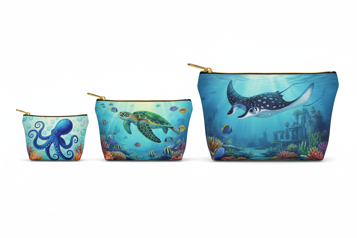 Ocean Creature Cosmetic Bags