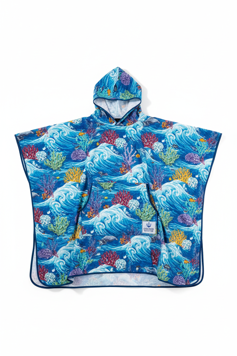 Waves & Coral Poncho